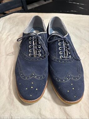 Johnston & Murphy Navy Suede Wingtip Oxfords